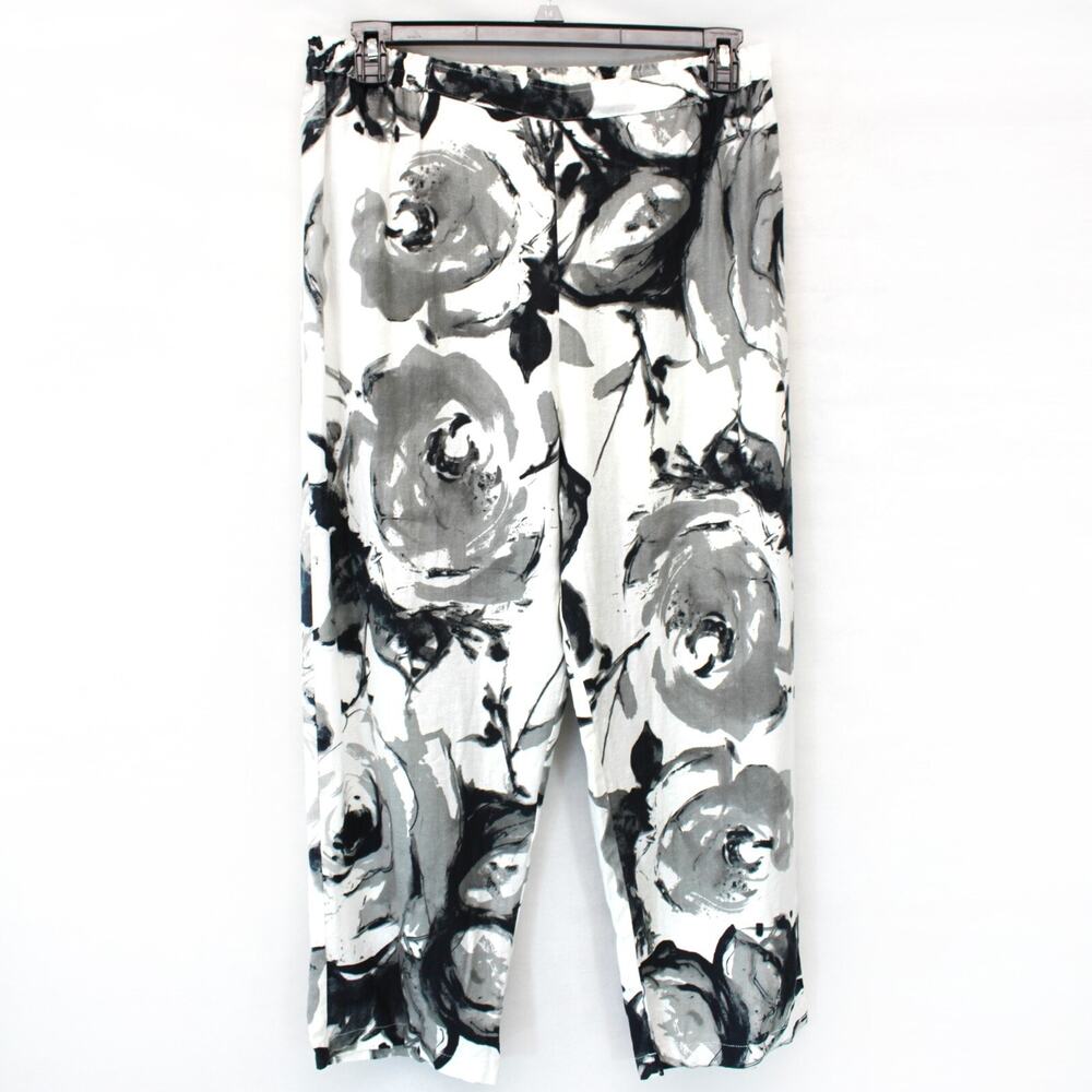 Blanque Lagenlook linen viscose blend cropped Pull on pants XL 1X Made in USA